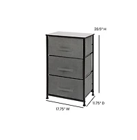 3 Drawer Vertical Storage Dresser With Wood Top & Fabric Pull Drawers
