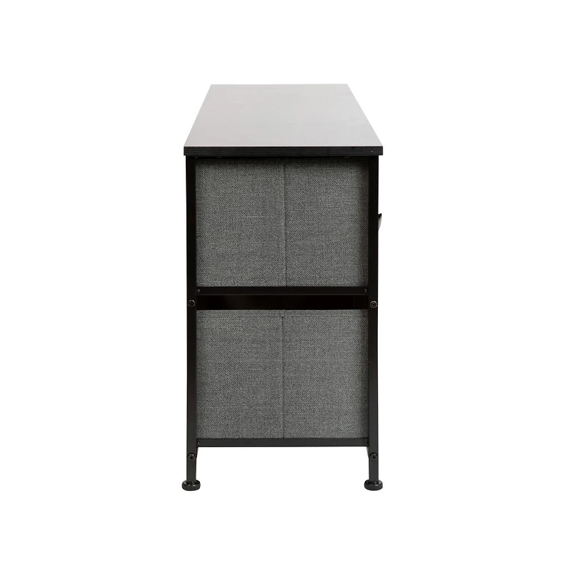 5 Drawer Storage Chest With Wood Top & Dark Fabric Pull Drawers