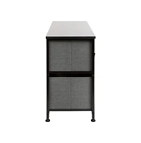 5 Drawer Storage Chest With Wood Top & Dark Fabric Pull Drawers