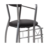 Emma+Oliver 3 Piece Space-Saver Glass Bistro Set With Vinyl Padded Chairs