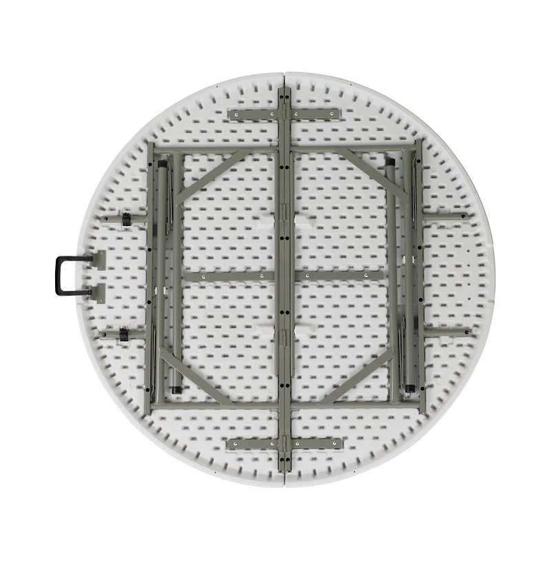 Emma+Oliver 4-Foot Round Bi-Fold Plastic Banquet And Event Folding Table With Carrying Handle