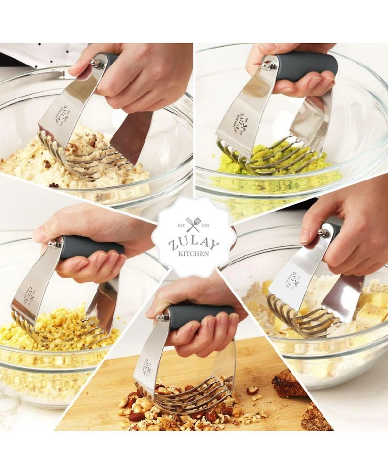 Zulay Kitchen Stainless Steel Dough Blender, Pastry Cutter, Heavy Duty Blender and Cutter with Blades