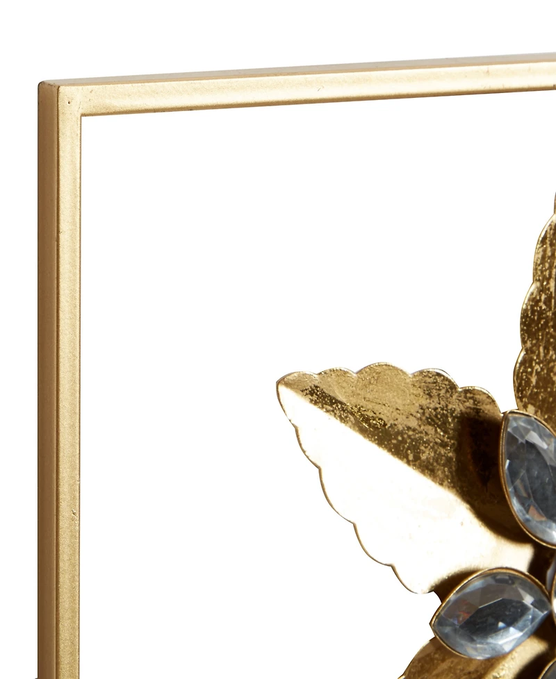 Rosemary Lane Gold Metal Floral Wall Decor with Gold Frame Set of 2 12"W, 36"H
