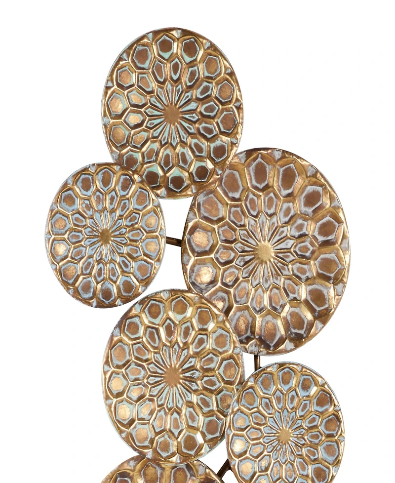 Rosemary Lane Gold Metal Plate Wall Decor with Embossed Design, 19" x 3" x 50"