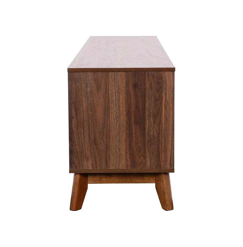 Emma+Oliver Beverly Mid-Century Modern Wooden Tv Stand With Soft Close Doors, Shelf