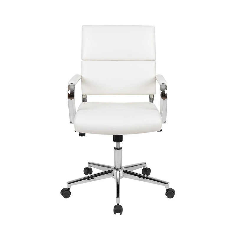 Merrick Lane Mcentyre Ergonomic Swivel Office Chair Panel Style Mid-Back Computer Desk Chair With Padded Metal Arms & Base