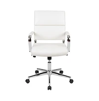 Merrick Lane Mcentyre Ergonomic Swivel Office Chair Panel Style Mid-Back Computer Desk Chair With Padded Metal Arms & Base