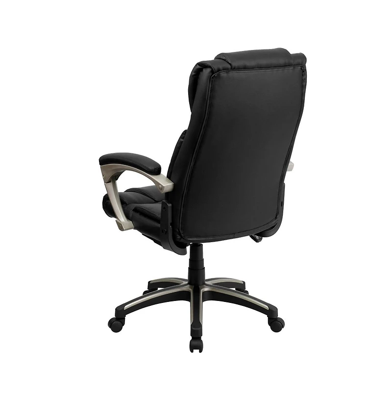 Emma+Oliver High Back Folding Leather Executive Swivel Office Chair With Arms
