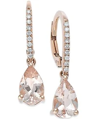 Semi Precious Lever Back Earrings In 14k White Yellow Or Rose Gold