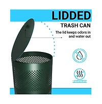Emma+Oliver Kirk 11.5 Gallon Stainless Steel Outdoor Trash Can With Lid, Freestanding Or Mountable Design, 20 Trash Bags Included