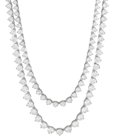 Arabella Cubic Zirconia Layered 17" Statement Necklace in Sterling Silver