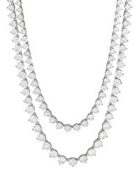 Arabella Cubic Zirconia Layered 17" Statement Necklace in Sterling Silver