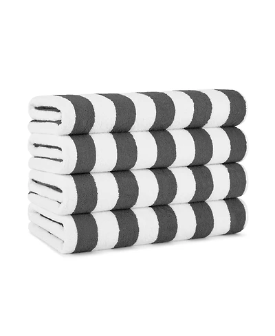 California Cabana Beach Towel (4 Pack, 30x70 in.), Striped, Soft Ringspun Cotton, Oversized Pool