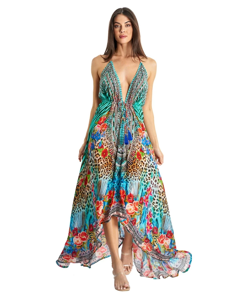 La Moda Clothing Women's Maxi Halterneck Dress