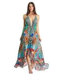 La Moda Clothing Women's Maxi Halterneck Dress