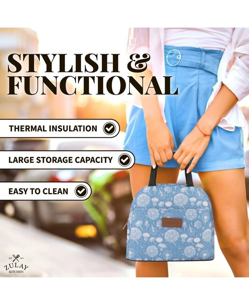 Insulated Tote Lunch Bag With Soft Padded Handles