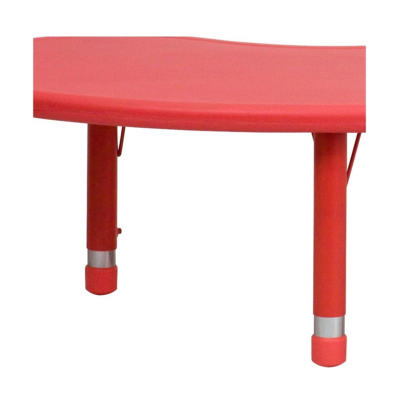 35"W X 65"L Half-Moon Plastic Height Adjustable Activity Table