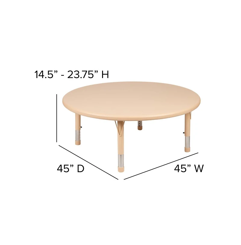 45" Round Plastic Height Adjustable Activity Table