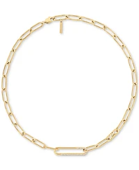 Calvin Klein Stainless Steel Pave & Logo Link Collar Necklace, 16" + 2" extender