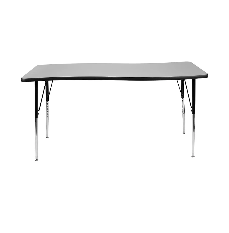 Emma+Oliver 26"W X 60"L Rectangle Wave Flexible Collaborative Adjustable Height Activity Table