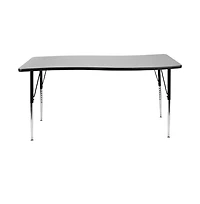 Emma+Oliver 26"W X 60"L Rectangle Wave Flexible Collaborative Adjustable Height Activity Table