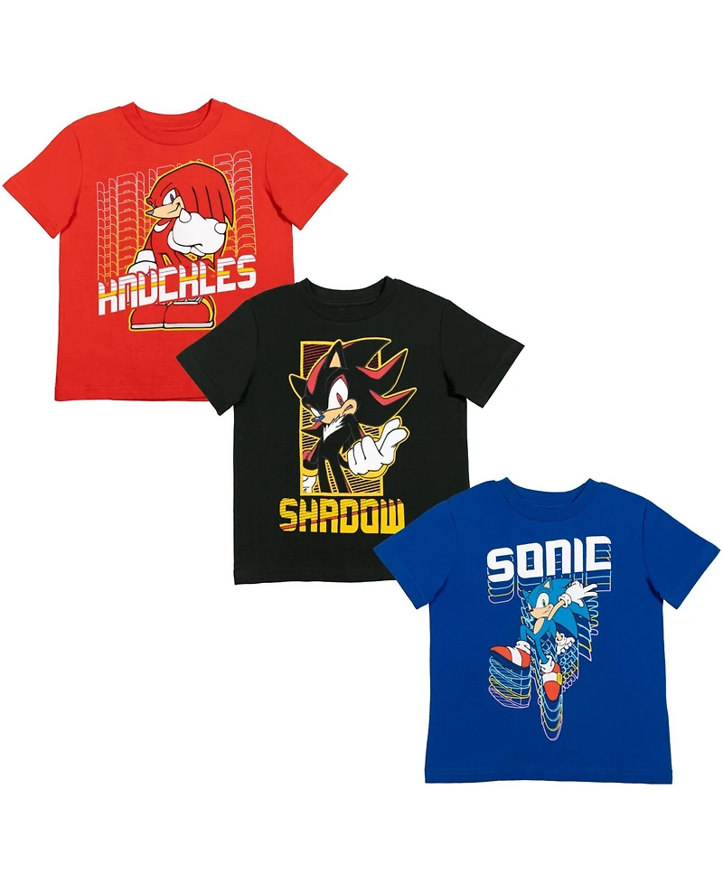 Sega Boys Tails Sonic The Hedgehog Knuckles Shadow 3 Pack Graphic T-Shirts to