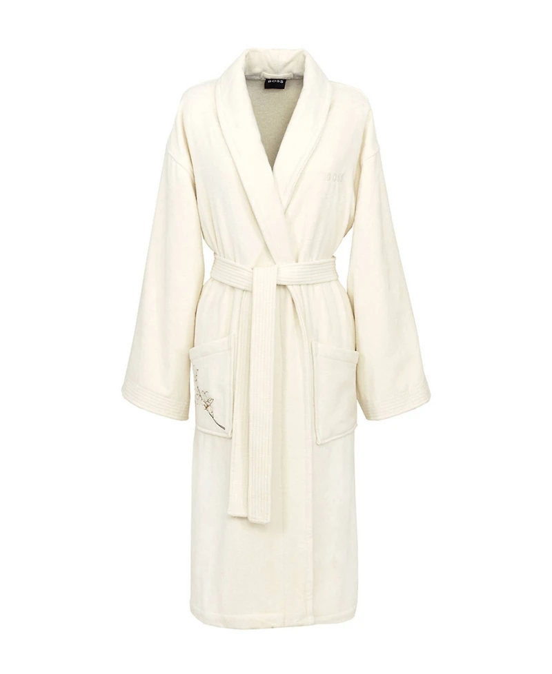 Boss Home Almond Flowers Woman's Cotton Shawl Collar Bathrobe