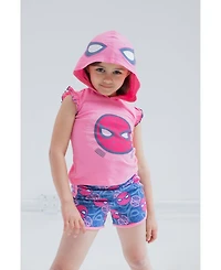 Spider-Man Toddler Girls Spiderman Spidey and His Amazing Friends Cosplay Tank Top Dolphin Active French Terry Shorts Outfit Set