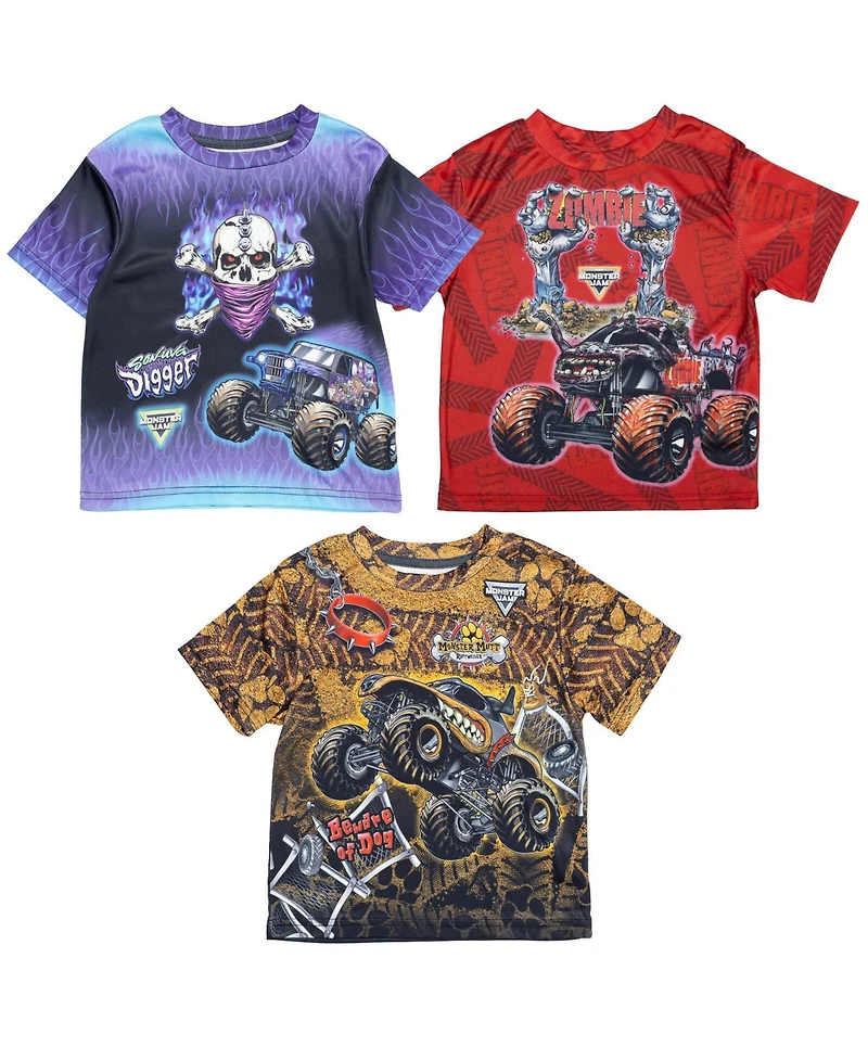Monster Jam Toddler Boys 3 Pack T-Shirts