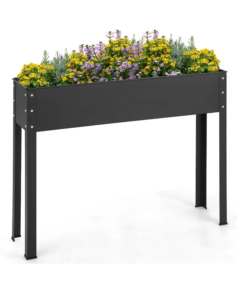 40" Raised Garden Bed with Legs Metal Elevated Planter Box Drainage Hole Backyard