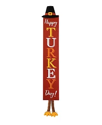 Glitzhome 58.5"H Thanksgiving Wooden "Happy Turkey Day" Porch Sign with Fabric Dangling Legs