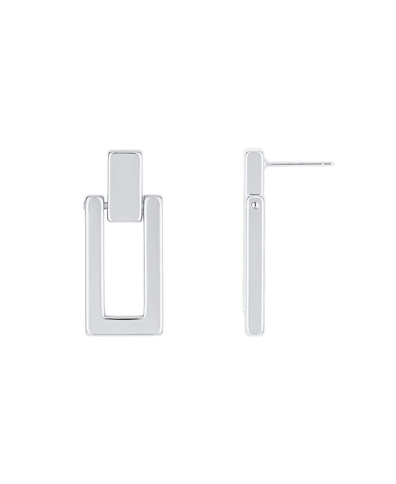 And Now This 18K Gold Plated or Silver Plated Rectangle Post Drop Earring