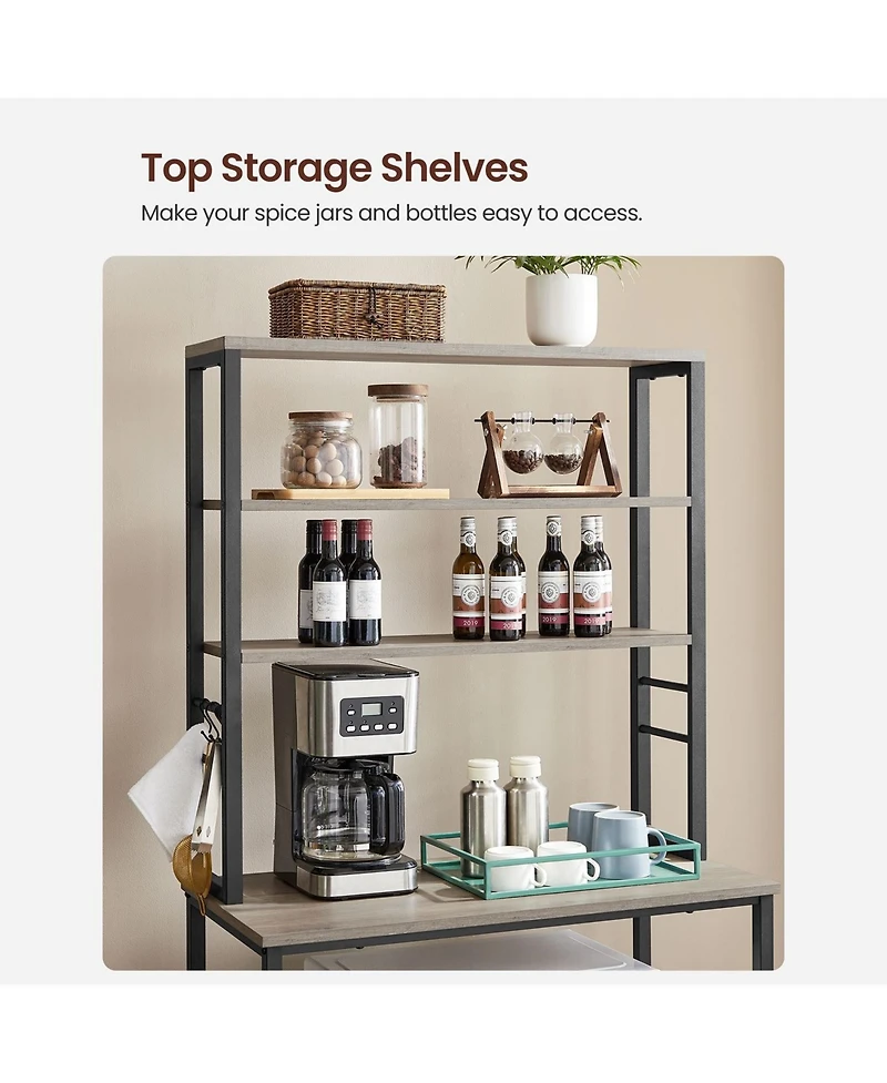 Slickblue 6-tier Industrial Baker's Rack Microwave Oven Stand With 6 Hooks And Metal Frame