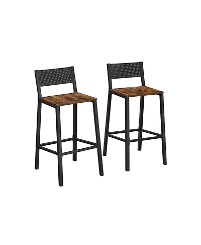 Bar Stools,set Of 2 Bar Chairs,tall Bar Stools With Backrest