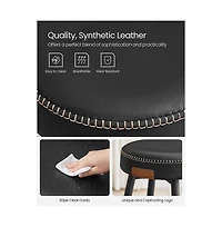 Counter Stools Set Of 2, Kitchen Stools, Breakfast Synthetic Leather With Stitching