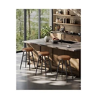 Counter Stools Set Of 2, Kitchen Stools, Breakfast Synthetic Leather With Stitching