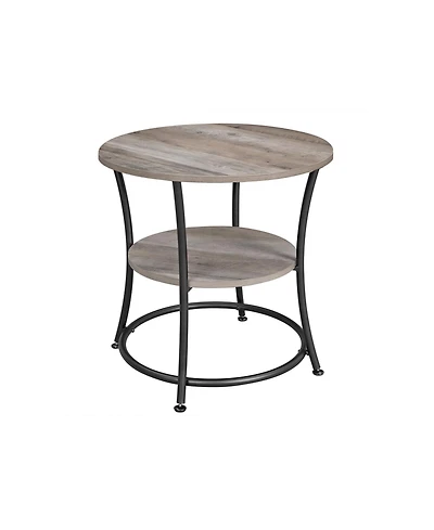 2-Tier Round Side Table with Shelves Industrial Style for Compact Spaces
