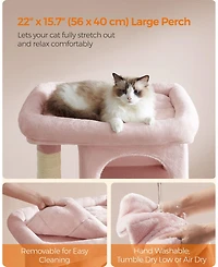 Cat Tree, 33.1-Inch Cat Tower, L, Cat Condo for Large Cats up to 16 lb, Large Cat Perch, 2 Cat Caves, Scratching Post