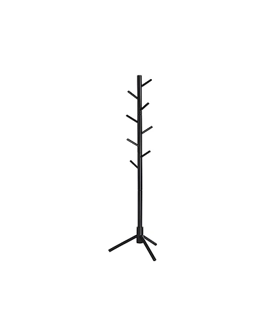 Solid Wood Coat Rack with 8 Hooks, Freestanding Tree for Hats, Bags, and Umbrellas