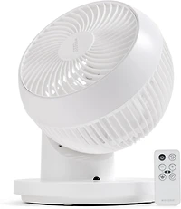 Iris Usa Woozoo Fan with Remote, 360° Oscillating Fan, Desk Fan, Table Air Circulator, 3 Speeds, 52 ft Air Distance, Low Noise Motor, 13 Inches, White