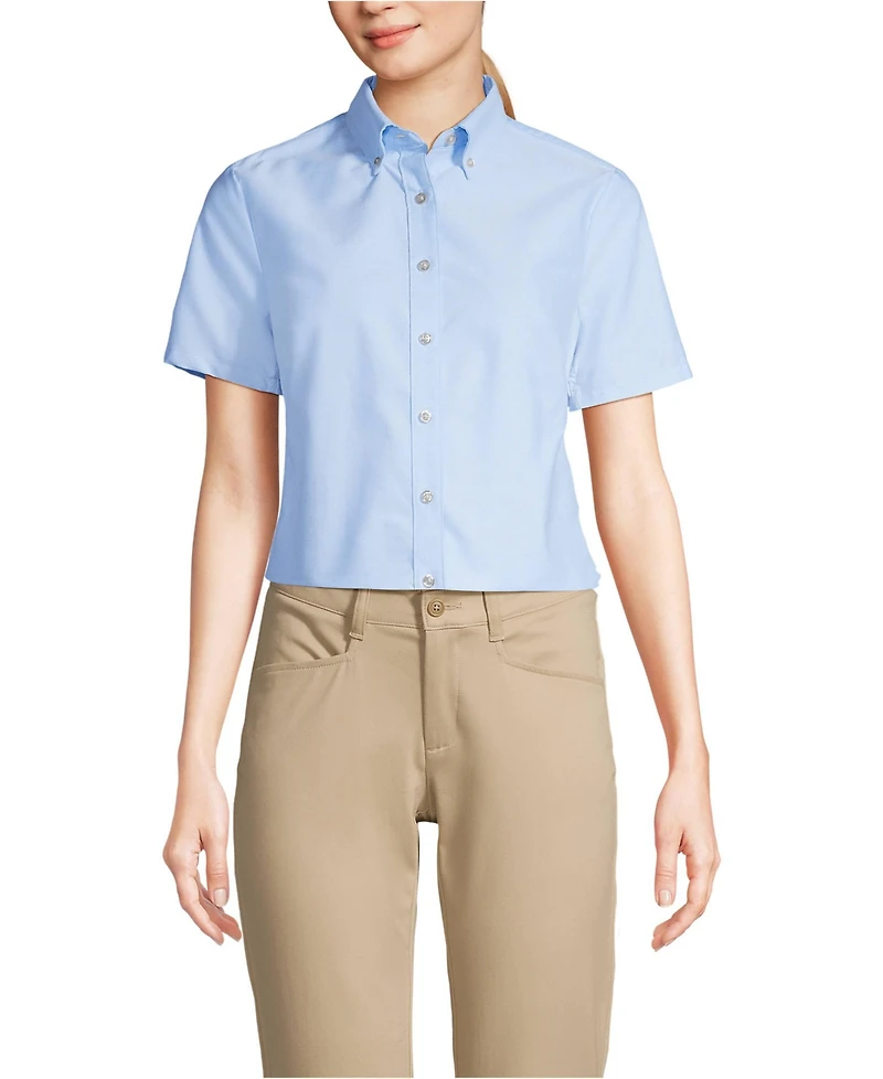 Lands' End Women's Short Sleeve Oxford Dress Shirt