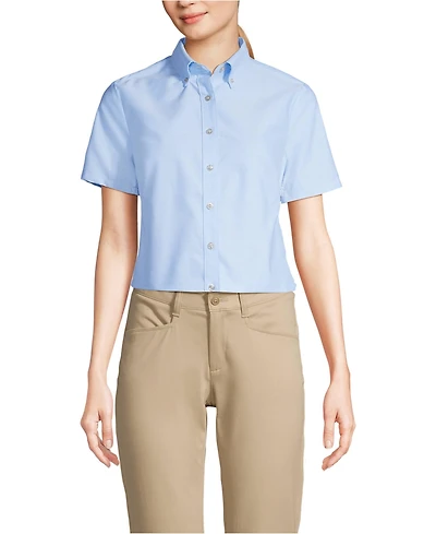 Lands' End Women's Short Sleeve Oxford Dress Shirt