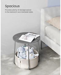 Slickblue Round Modern Nightstand with Fabric Basket