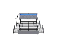 Led Bed Frame With Headboard And 4 Drawers, 1 Usb Port And 1 Type C Port