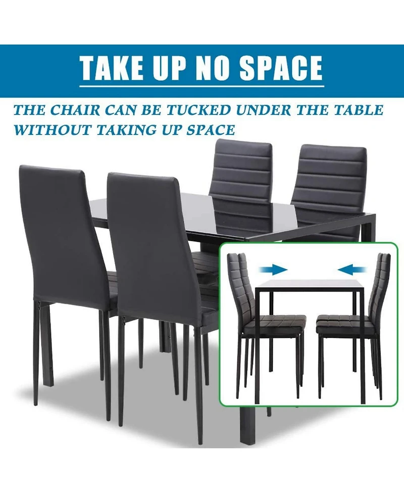 Sugift 5 Piece Dining Table Set for 4 Glass Dining Table and 4 Chairs Black