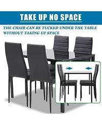 Sugift 5 Piece Dining Table Set for 4 Glass Dining Table and 4 Chairs Black