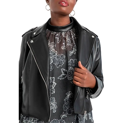 Eloquii Women's Faux Leather Moto Jacket
