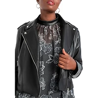 Eloquii Women's Faux Leather Moto Jacket