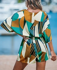 Cupshe Women's Abstract Geo Dolman Straight Leg Romper