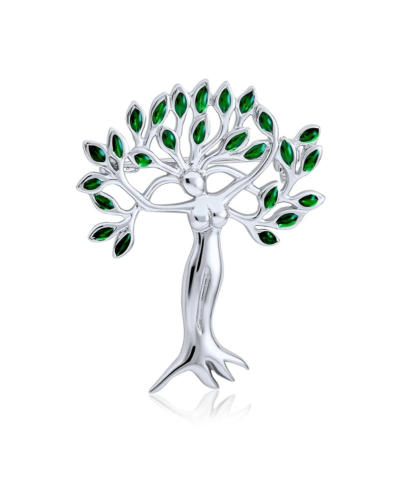 Bling Jewelry Native American Style Green Leaves Tree Of Life Goddess Protection Of Nature Mother Earth Brooch Pin Sterling Silver